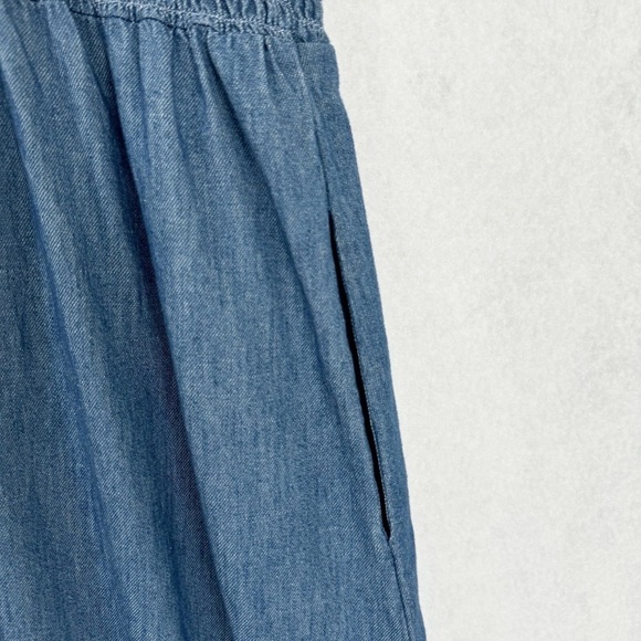 Old Navy Womens Dress Size 3X Blue Chambray Denim Midi Smocked Waist Cottagecore - Picture 6 of 16